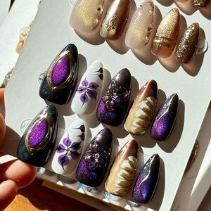 🔮Elegant🎆Pres🪻s-On Nail Set with Gold